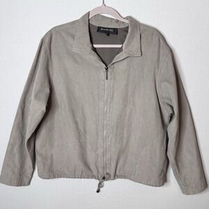 Mycra Pac Tour Jacket Womens L Taupe Gray Zip Casual Classic Travel Preppy